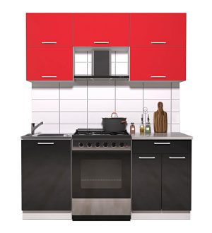 ГОТОВАЯ КУХНЯ ГЛОСС 60-17 (КРАСНЫЙ/ ЧЕРНЫЙ)