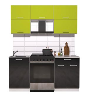 ГОТОВАЯ КУХНЯ ГЛОСС 60-17 (ЯБЛОКО/ ЧЕРНЫЙ)