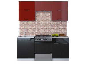 ГОТОВАЯ КУХНЯ ГЛОСС 60-18 (БОРДОВЫЙ/ ЧЕРНЫЙ)