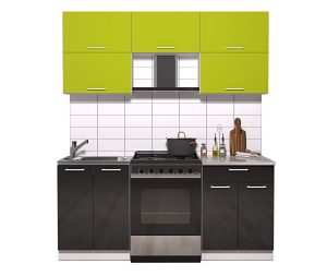 ГОТОВАЯ КУХНЯ ГЛОСС 60-18 (ЯБЛОКО/ ЧЕРНЫЙ)
