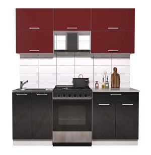 ГОТОВАЯ КУХНЯ ГЛОСС 60-19 (БОРДОВЫЙ/ ЧЕРНЫЙ)