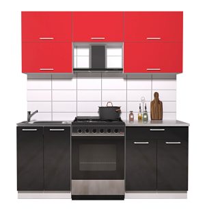 ГОТОВАЯ КУХНЯ ГЛОСС 60-19 (КРАСНЫЙ/ ЧЕРНЫЙ)