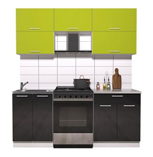 ГОТОВАЯ КУХНЯ ГЛОСС 60-19 (ЯБЛОКО/ ЧЕРНЫЙ)