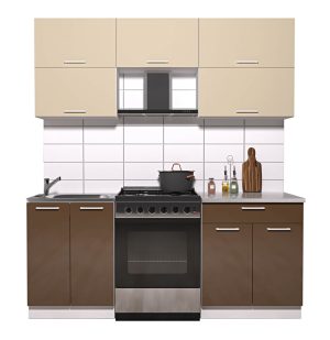 ГОТОВАЯ КУХНЯ ГЛОСС 60-19 (ВАНИЛЬ/ ШОКОЛАД)