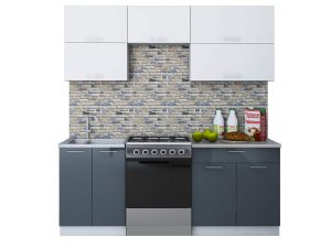 ГОТОВАЯ КУХНЯ ГЛОСС 60-20 (БЕЛЫЙ/ АСФАЛЬТ)