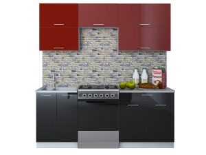 ГОТОВАЯ КУХНЯ ГЛОСС 60-20 (БОРДОВЫЙ/ ЧЕРНЫЙ)
