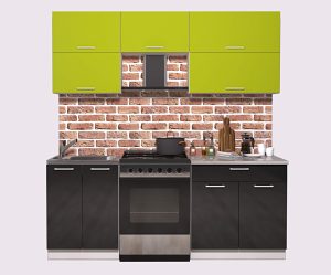 ГОТОВАЯ КУХНЯ ГЛОСС 60-20 (ЯБЛОКО/ ЧЕРНЫЙ)