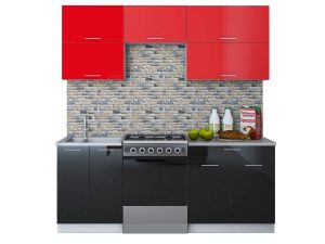 ГОТОВАЯ КУХНЯ ГЛОСС 60-20 (КРАСНЫЙ/ ЧЕРНЫЙ)