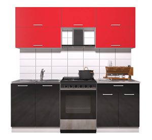ГОТОВАЯ КУХНЯ ГЛОСС 60-21 (КРАСНЫЙ/ ЧЕРНЫЙ)
