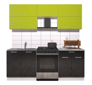ГОТОВАЯ КУХНЯ ГЛОСС 60-21 (ЯБЛОКО/ ЧЕРНЫЙ)