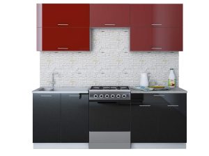 ГОТОВАЯ КУХНЯ ГЛОСС 60-22 (БОРДОВЫЙ/ ЧЕРНЫЙ)