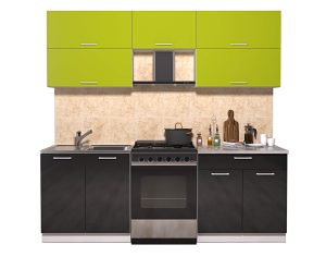 ГОТОВАЯ КУХНЯ ГЛОСС 60-22 (ЯБЛОКО/ ЧЕРНЫЙ)