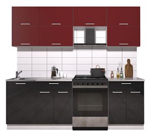 ГОТОВАЯ КУХНЯ ГЛОСС 60-23 (БОРДОВЫЙ/ ЧЕРНЫЙ)