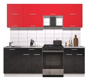 ГОТОВАЯ КУХНЯ ГЛОСС 60-23 (КРАСНЫЙ/ ЧЕРНЫЙ)