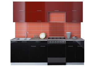 ГОТОВАЯ КУХНЯ ГЛОСС 60-24 (БОРДОВЫЙ/ ЧЕРНЫЙ)