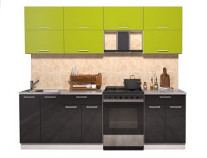 ГОТОВАЯ КУХНЯ ГЛОСС 60-24 (ЯБЛОКО/ ЧЕРНЫЙ)