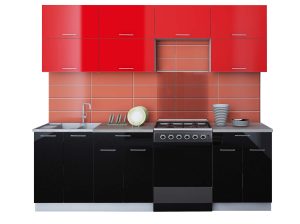 ГОТОВАЯ КУХНЯ ГЛОСС 60-24 (КРАСНЫЙ/ ЧЕРНЫЙ)