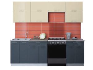 ГОТОВАЯ КУХНЯ ГЛОСС 60-24 (ВАНИЛЬ/ АСФАЛЬТ)