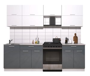 ГОТОВАЯ КУХНЯ ГЛОСС 60-25 (БЕЛЫЙ/ АСФАЛЬТ)