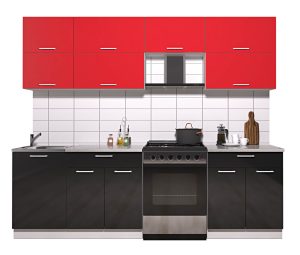 ГОТОВАЯ КУХНЯ ГЛОСС 60-25 (КРАСНЫЙ/ ЧЕРНЫЙ)