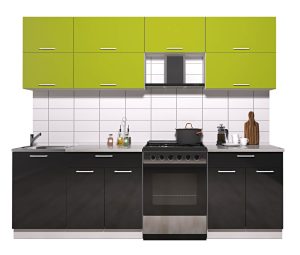 ГОТОВАЯ КУХНЯ ГЛОСС 60-25 (ЯБЛОКО/ ЧЕРНЫЙ)