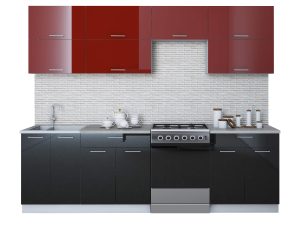 ГОТОВАЯ КУХНЯ ГЛОСС 60-26 (БОРДОВЫЙ/ ЧЕРНЫЙ)