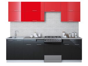 ГОТОВАЯ КУХНЯ ГЛОСС 60-26 (КРАСНЫЙ/ ЧЕРНЫЙ)