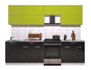 ГОТОВАЯ КУХНЯ ГЛОСС 60-27 (ЯБЛОКО/ ЧЕРНЫЙ)