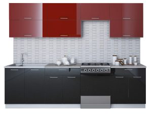 ГОТОВАЯ КУХНЯ ГЛОСС 60-28 (БОРДОВЫЙ/ ЧЕРНЫЙ)
