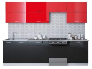 ГОТОВАЯ КУХНЯ ГЛОСС 60-28 (КРАСНЫЙ/ ЧЕРНЫЙ)