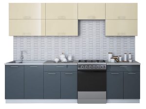 ГОТОВАЯ КУХНЯ ГЛОСС 60-28 (ВАНИЛЬ/ АСФАЛЬТ)