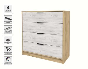 KОМОД КТ-К100 (ДУБ ЗОЛОТОЙ ЛДСП/ ДУБ БЕЛЫЙ ЛДСП) Ш1000 В1020 Г451