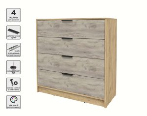 KОМОД КТ-К100 (ДУБ ЗОЛОТОЙ ЛДСП/ ДУБ СЕРЫЙ ЛДСП) Ш1000 В1020 Г451