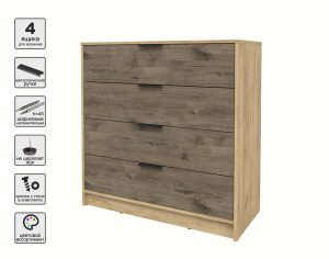 KОМОД КТ-К100 (ДУБ ЗОЛОТОЙ ЛДСП/ ДУБ ВЕЛЛИНГТОН ЛДСП) Ш1000 В1020 Г451