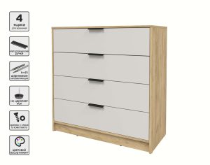 KОМОД КТ-К100 (ДУБ ЗОЛОТОЙ ЛДСП/ ПЕРСИДСКИЙ ЖЕМЧУГ ЛДСП) Ш1000 В1020 Г451