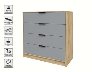 KОМОД КТ-К100 (ДУБ ЗОЛОТОЙ ЛДСП/ СЕРЕБРО ЛДСП) Ш1000 В1020 Г451