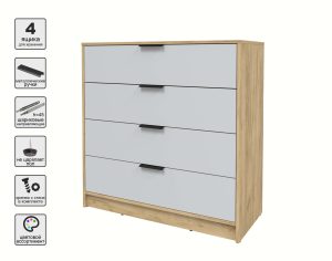 KОМОД КТ-К100 (ДУБ ЗОЛОТОЙ ЛДСП/ СЕРЫЙ ЛДСП) Ш1000 В1020 Г451