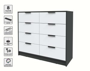 KОМОД КТ-К117 (АНТРАЦИТ ЛДСП/ БЕЛЫЙ ПЛАТИНУМ ЛДСП) Ш1165 В1020 Г451