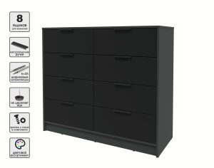 KОМОД КТ-К117 (АНТРАЦИТ ЛДСП/ ЧЕРНЫЙ ЛДСП) Ш1165 В1020 Г451