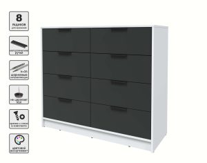 KОМОД КТ-К117 (БЕЛЫЙ ЛДСП/ АНТРАЦИТ ЛДСП) Ш1165 В1020 Г451