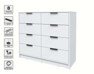 KОМОД КТ-К117 (БЕЛЫЙ ЛДСП/ БЕЛЫЙ ПЛАТИНУМ ЛДСП) Ш1165 В1020 Г451