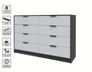 KОМОД КТ-К157 (АНТРАЦИТ ЛДСП/ СЕРЫЙ ЛДСП) Ш1565 В1020 Г451