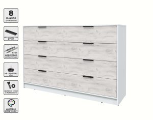 KОМОД КТ-К157 (БЕЛЫЙ ЛДСП/ ДУБ БЕЛЫЙ ЛДСП) Ш1565 В1020 Г451