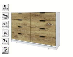KОМОД КТ-К157 (БЕЛЫЙ ЛДСП/ ДУБ НОКС ЛДСП) Ш1565 В1020 Г451