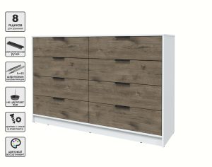 KОМОД КТ-К157 (БЕЛЫЙ ЛДСП/ ДУБ ВЕЛЛИНГТОН ЛДСП) Ш1565 В1020 Г451