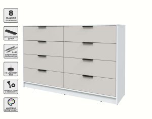 KОМОД КТ-К157 (БЕЛЫЙ ЛДСП/ ПЕРСИДСКИЙ ЖЕМЧУГ ЛДСП) Ш1565 В1020 Г451