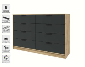 KОМОД КТ-К157 (ДУБ ЗОЛОТОЙ ЛДСП/ АНТРАЦИТ ЛДСП) Ш1565 В1020 Г451