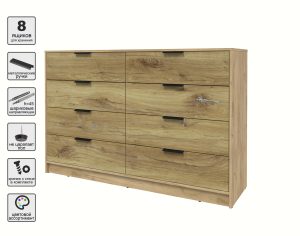 KОМОД КТ-К157 (ДУБ ЗОЛОТОЙ ЛДСП/ ДУБ НОКС ЛДСП) Ш1565 В1020 Г451