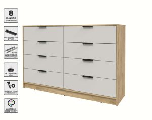 KОМОД КТ-К157 (ДУБ ЗОЛОТОЙ ЛДСП/ ПЕРСИДСКИЙ ЖЕМЧУГ ЛДСП) Ш1565 В1020 Г451