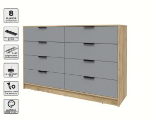 KОМОД КТ-К157 (ДУБ ЗОЛОТОЙ ЛДСП/ СЕРЕБРО ЛДСП) Ш1565 В1020 Г451